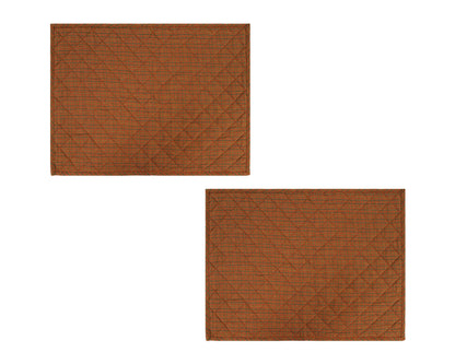 Quilted PLACEMAT Country Cabin brown Plaid 14"X19" by HOME HEART Brands/Table mat(5924)