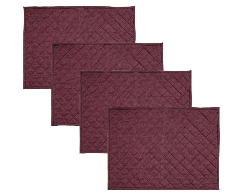 Quilted placemat table mat plum color 100% cotton chambray 14"X19" by HOME HEART Brands (made in INDIA)