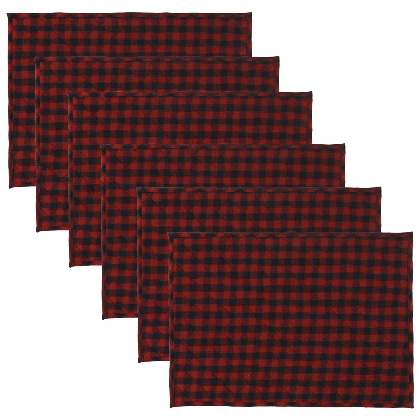Quilted PLACEMAT Black/red buffalo Country Plaid Country Plaid 14"X19" by HOME HEART Brands/Tablemat