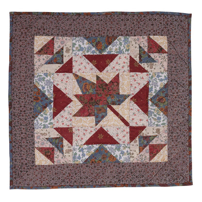 Hand Quilted table topper, square mat runner, patchwork , small quilt, Autumn leaves prints sew pocket by HOME HEART Brands(Made in India)
