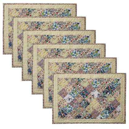 quilted placemats tablemats patchwork Calico Country Floral 14"X19" by HOME HEART Brands (Made in India)