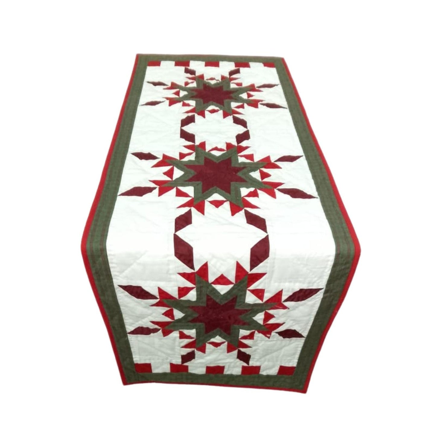 Table runner hand quilted, patchwork, Table Toppers Calico Country Feathered star Patchwork Table runner by HOME HEART Brands(made in INDIA)