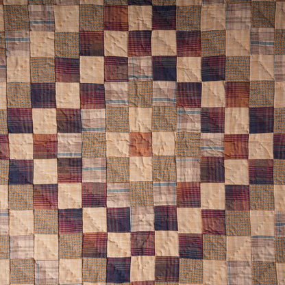 Hand made Hand quilted Throw Quilt, Table Topper  sunrise autumn plaid calico zig zag quilt by Home Heart brands (Made in India)