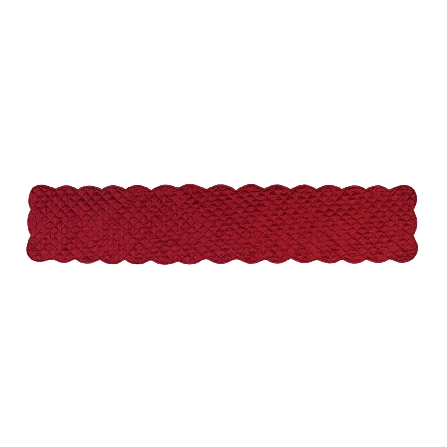 Dupioni silk quilted Table Runner & Toppers cardinal red scallop border reversible double layer by Home Heart Brands(made in INDIA)