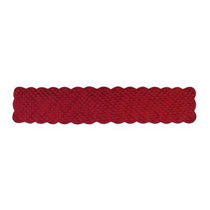 Dupioni silk quilted Table Runner & Toppers cardinal red scallop border reversible double layer by Home Heart Brands(made in INDIA)