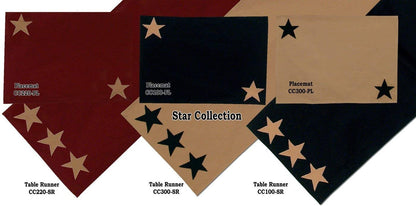 Cotton Table runner & Toppers Premium tapestry fabric dark red with beige star applique embroidered by Home Heart Brands(Made in India)