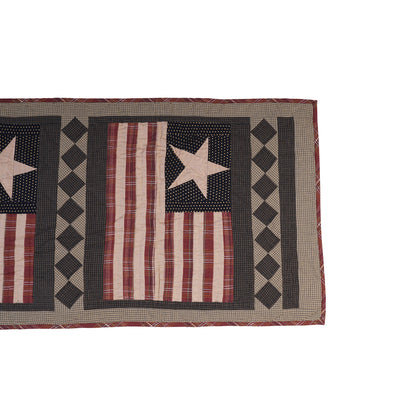 Hand Quilted patchwork 18"x52" Table Runner & Toppers Country Americana flag calico cotton fabric by HOME HEART Brands(made in INDIA)