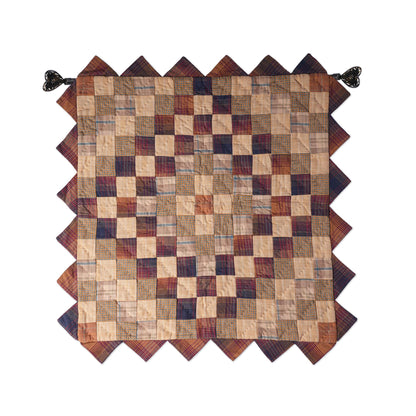 Hand made Hand quilted Throw Quilt, Table Topper  sunrise autumn plaid calico zig zag quilt by Home Heart brands (Made in India)
