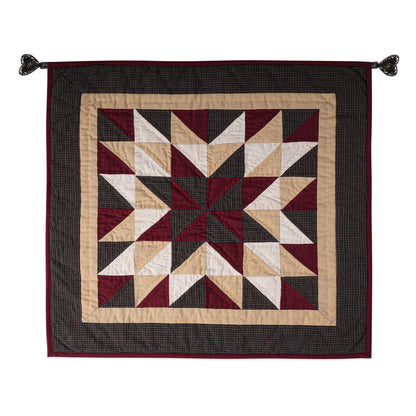 Hand made Hand quilted Throw Quilt, Table Topper 20"x20" Broken star blue plaid quilt by Home Heart brands (Made in India)