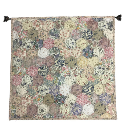 Hand made Throw, wall hanging ,Table Top Grandmother's flower Garden calico flower hand quilt, Hexagon by Home Heart brands (Made in India)