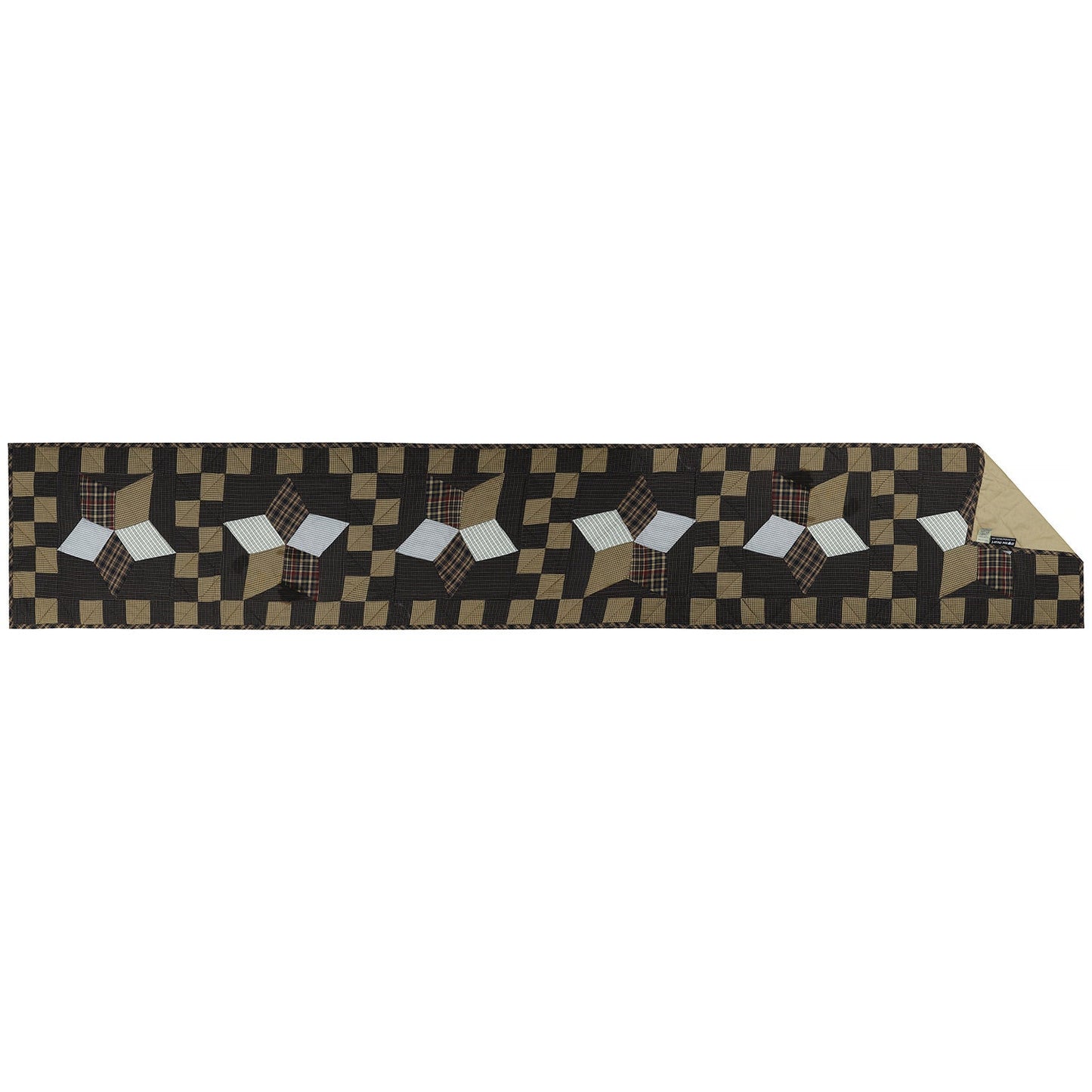 Quilted patchwork Table Runner & Toppers Blazing Country star plaid by HOME HEART Brands(Made India)