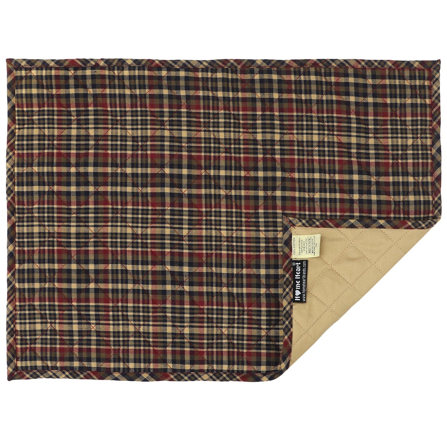 Quilted PLACEMAT multi Country Plaid Country Plaid 14"X19" by HOME HEART Brands/Tablemat