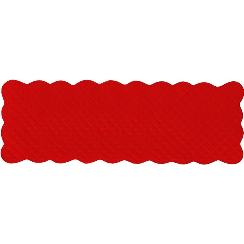 Dupioni silk Bright red quilted Table Runner & Toppers scallop border reversible double layer by Home Heart Brands(made in INDIA)