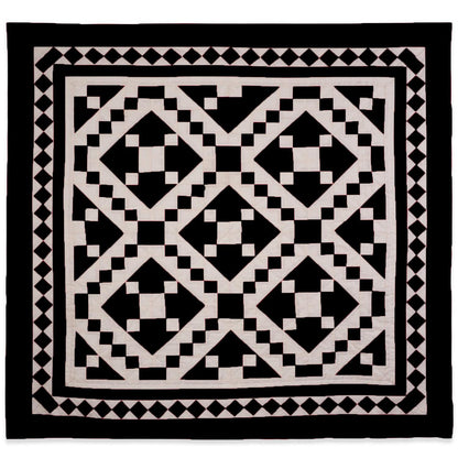 Wall hanging Hand made hand quilted quilt, Throws, Table topper Black Diamond square quilt 100% Cotton Heirloom Quality by HOME HEART Brands