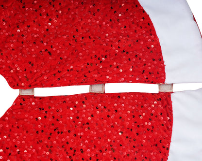 Christmas tree skirt Red Sequin Faux Velvet with White Faux Velvet Fabric Border Thick Double Layer by HOME HEART Brands