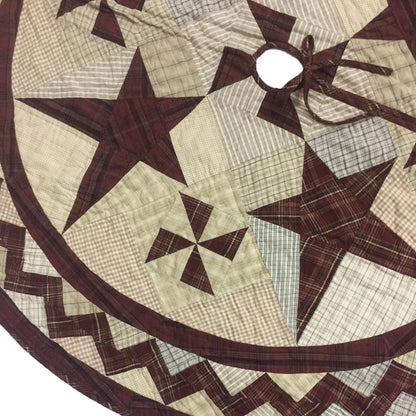 Christmas tree skirt 46" round hand made hand quilted patchwork colonial pinwheel star Thick Double Layer by HOME HEART Brands