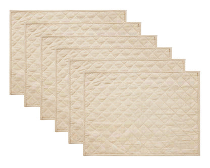 Quilted PLACEMAT ivory gingham Country Plaid 14"X19" by HOME HEART Brands/Table mat(5944)