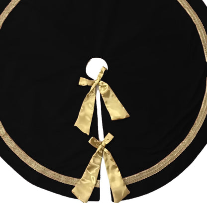 Christmas tree skirt hand crafted Luxurious black velvet & satin bow double Layer Heirloom Quality by HOME HEART Brands(Made in India)