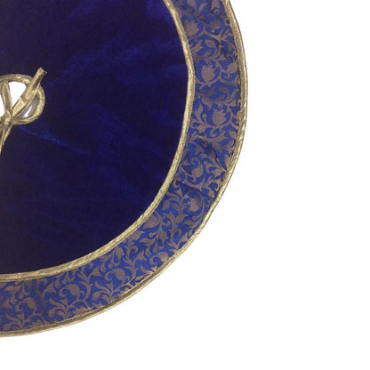 Christmas tree skirt classic micro imperial blue Velvet fabric with matching Brocade Fabric Border Thick Double Layer by HOME HEART Brands