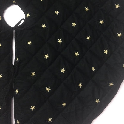 Christmas tree skirt quilted micro green Velvet fabric and gold star embroidered on it. Thick Double Layer quilted by HOME HEART Brands