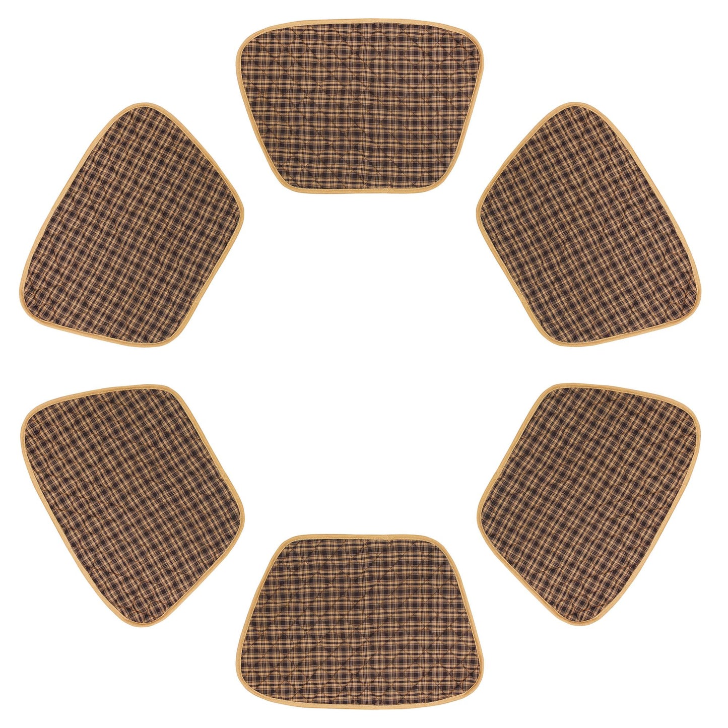 Wedge quilted placemat ,Trivet, pot holder, table mat Farm house Buffalo plaid cotton black & tan reversible mat by HOME HEART Brands(India)