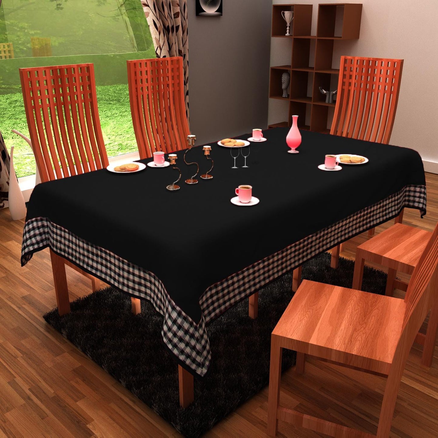 Table Cloth Black Cotton 10oz(310gsm) duck Canvas Fabric Dining Tablecover for decoration Machine Washable Made in India by Home Heart Brand