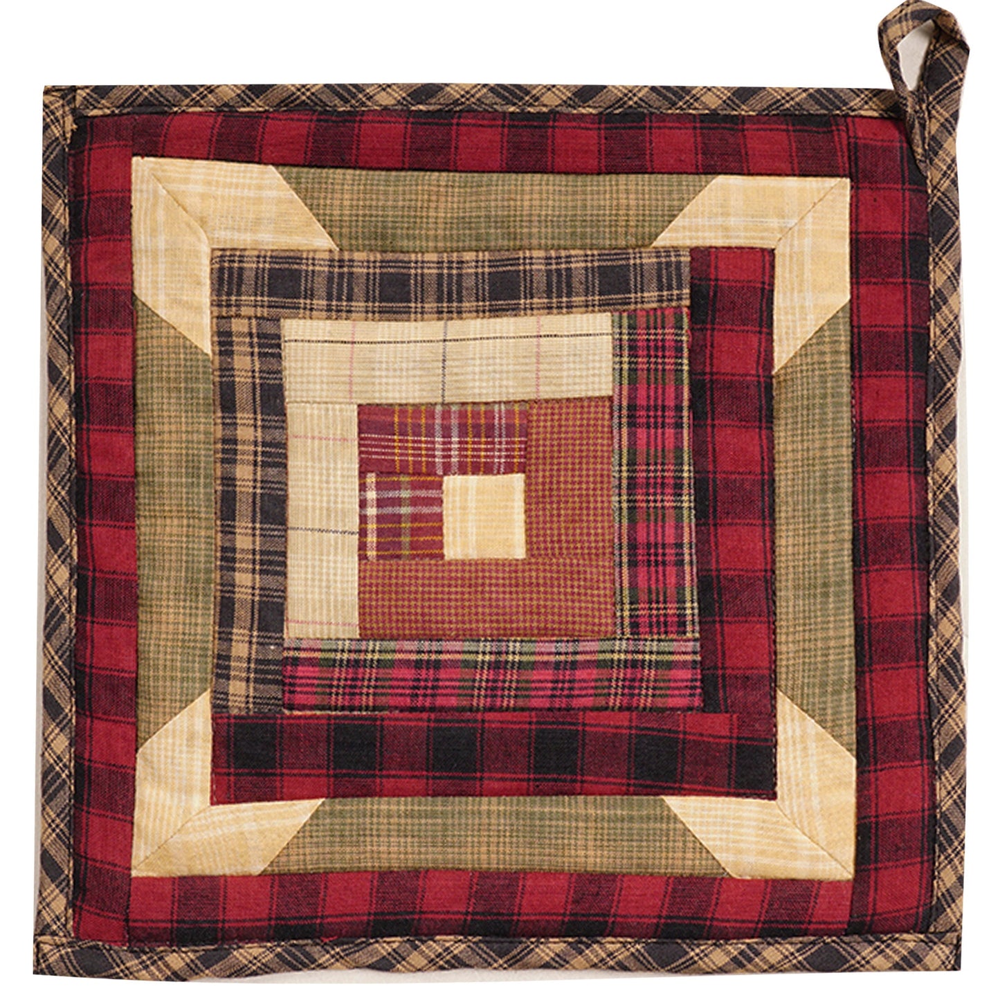 Quilted Pot Holder/Table topper/hot pads patchwork for kitchen Country Cabin Mix 9"x9" by HOME HEART Brands( Made in India)