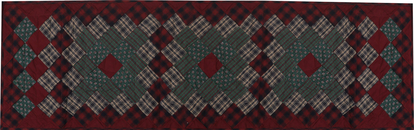 Quilted Table Runner & Toppers patchwork winter berry country  plaid, calico print by HOME HEART Brands( made in INDIA)