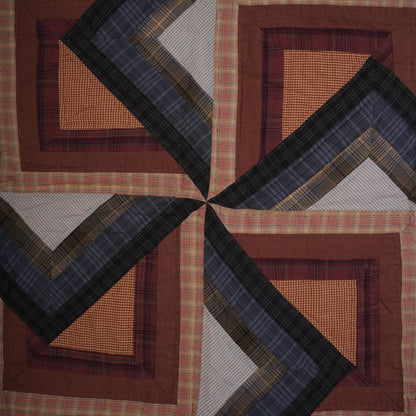 Hand made calico plaid country Pinwheel Star 44"x44" Cotton Hand Quilted patchwork Wall hanging & Toppers, baby quilt by HOME HEART Brands