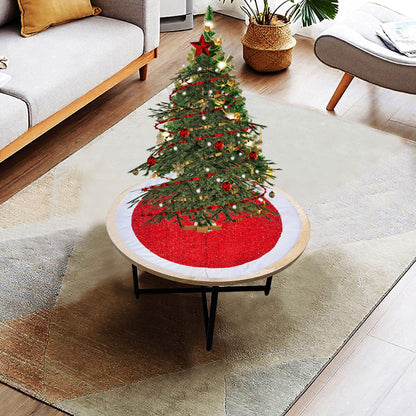 Christmas tree skirt Red Sequin Faux Velvet with White Faux Velvet Fabric Border Thick Double Layer by HOME HEART Brands