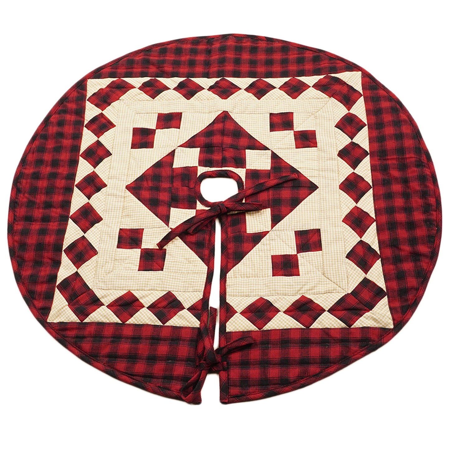 Christmas tree skirt quilted patchwork Red diamond square plaid Thick Double Layer Heirloom Quality by HOME HEART Brands(Made in India)