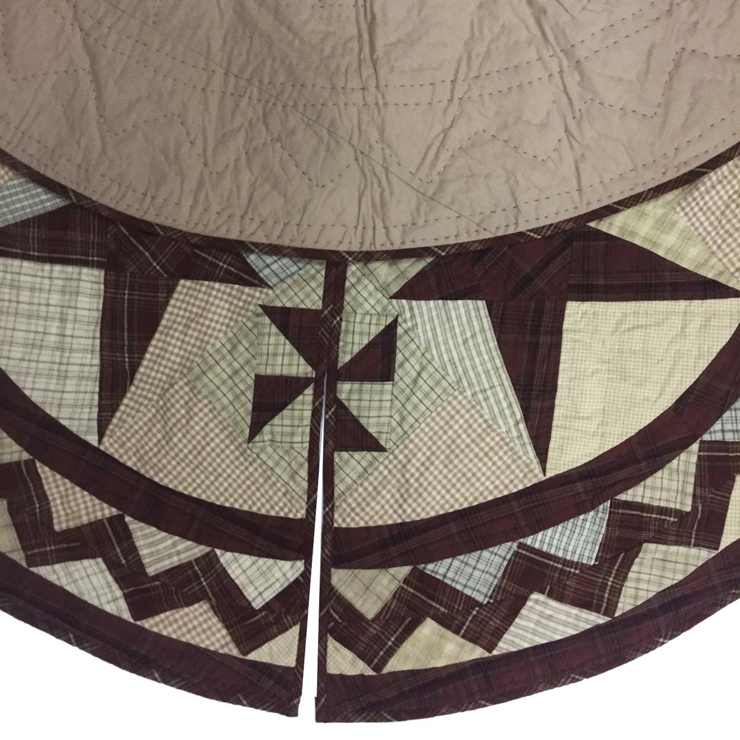 Christmas tree skirt 46" round hand made hand quilted patchwork colonial pinwheel star Thick Double Layer by HOME HEART Brands
