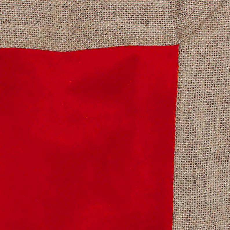 Velvet Table Runner & Toppers Premium  red with ivory lurex jute border double layer by Home Heart Brands(made in INDIA)