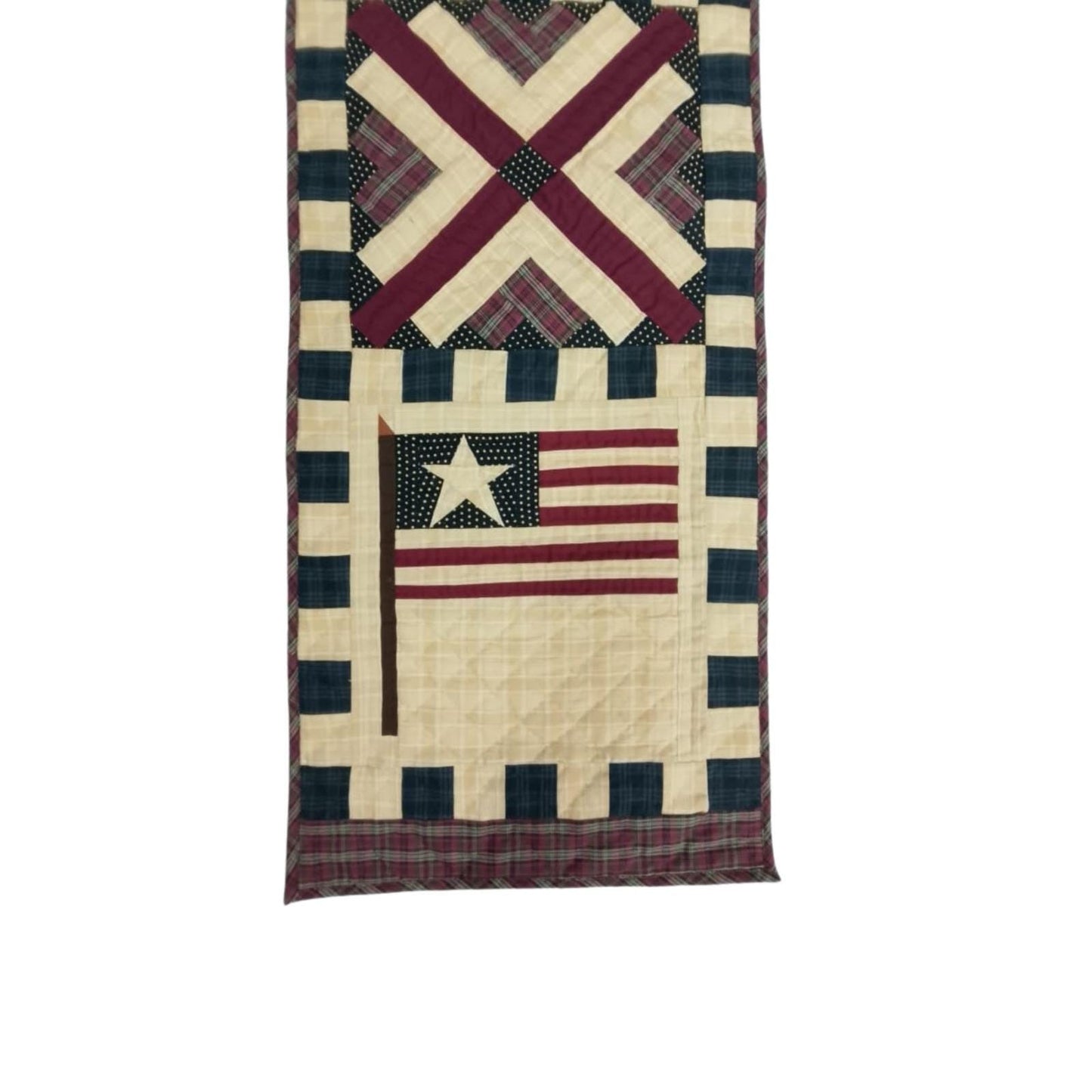 Table runner hand quilted, patchwork, Table Toppers Calico country American flag  Patchwork Table runner by HOME HEART Brands(made in INDIA)