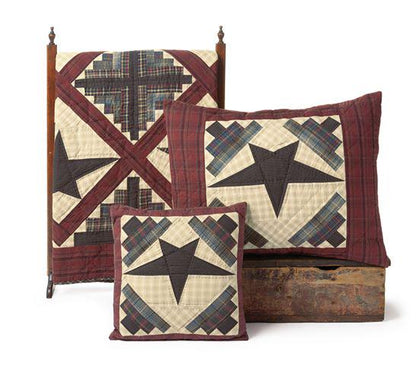 Hand made quilt Hand Quilted bedspread quilt large king 110"x110" cabin star country primitive plaid patchwork quilt by HOME HEART Brands
