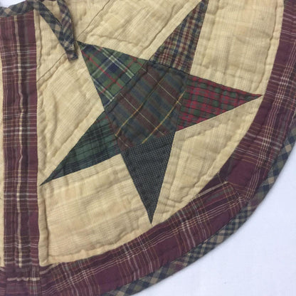 Christmas tree skirt hand made hand quilted Wishing star plaid patchwork Heirloom thick Quality by HOME HEART Brands (Made in India)