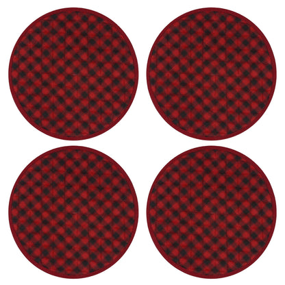 Wedge quilted placemat ,Trivet, pot holder, table mat Farm house Buffalo plaid cotton dark red black reversible by HOME HEART Brands(India)