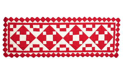 Valentine day Quilted Table Runners & Toppers patchwork red diamond square calico fabric by HOME HEART Brands (Made in India)