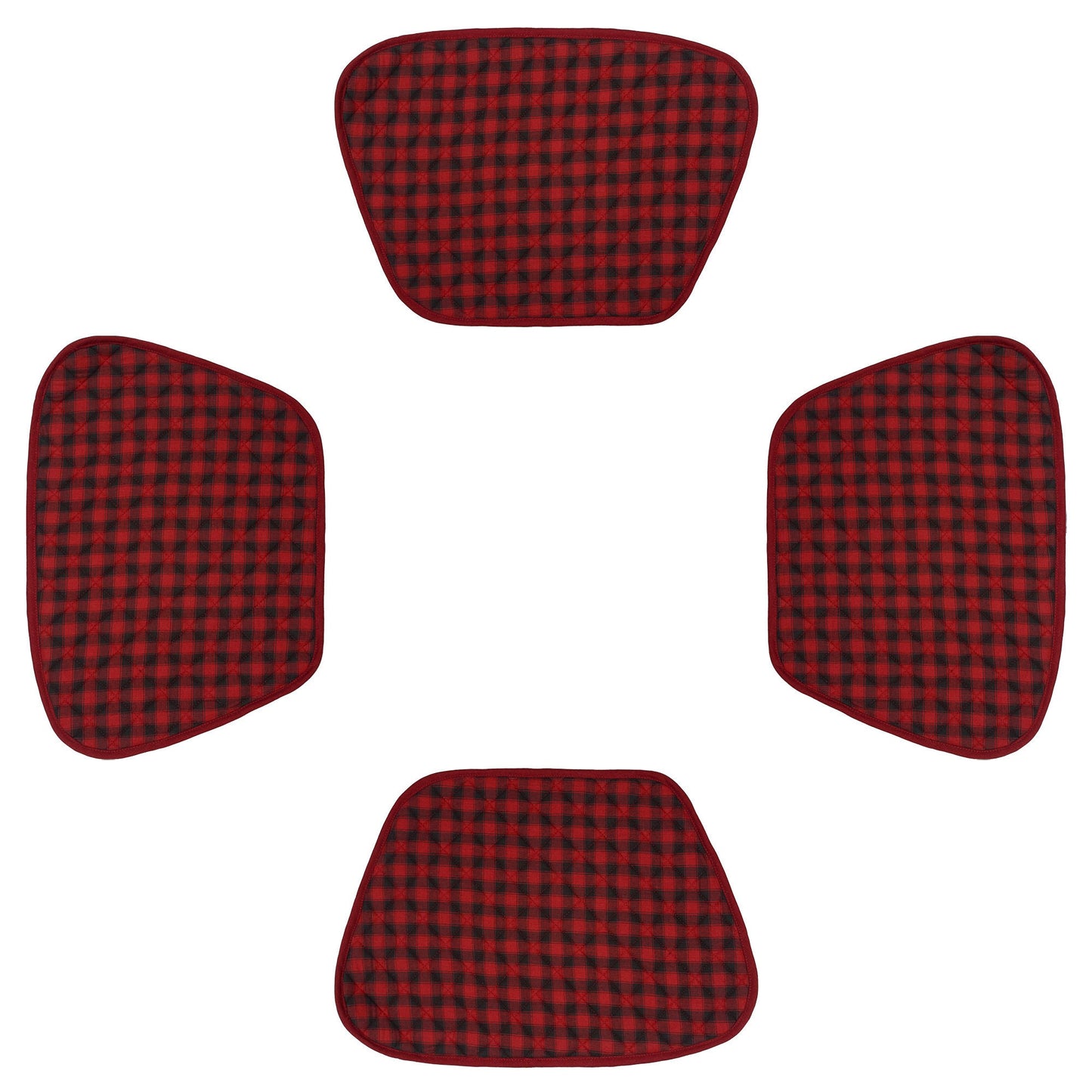 Wedge quilted placemat ,Trivet, pot holder, table mat Farm house Buffalo plaid cotton dark red black reversible by HOME HEART Brands(India)