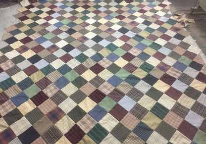 Hand Quilted bedspread Quilt Quilted Square Primitive Country Patchwork Design Mix Plaid Fabric by HOME HEART Brands