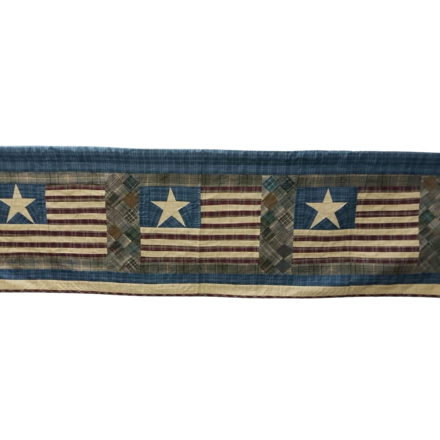 Window valance panel Plaid patchwork quilted Old glory Americana flag Window Treatment  valance 17"x72" by HOME HEART Brands (Made in India)