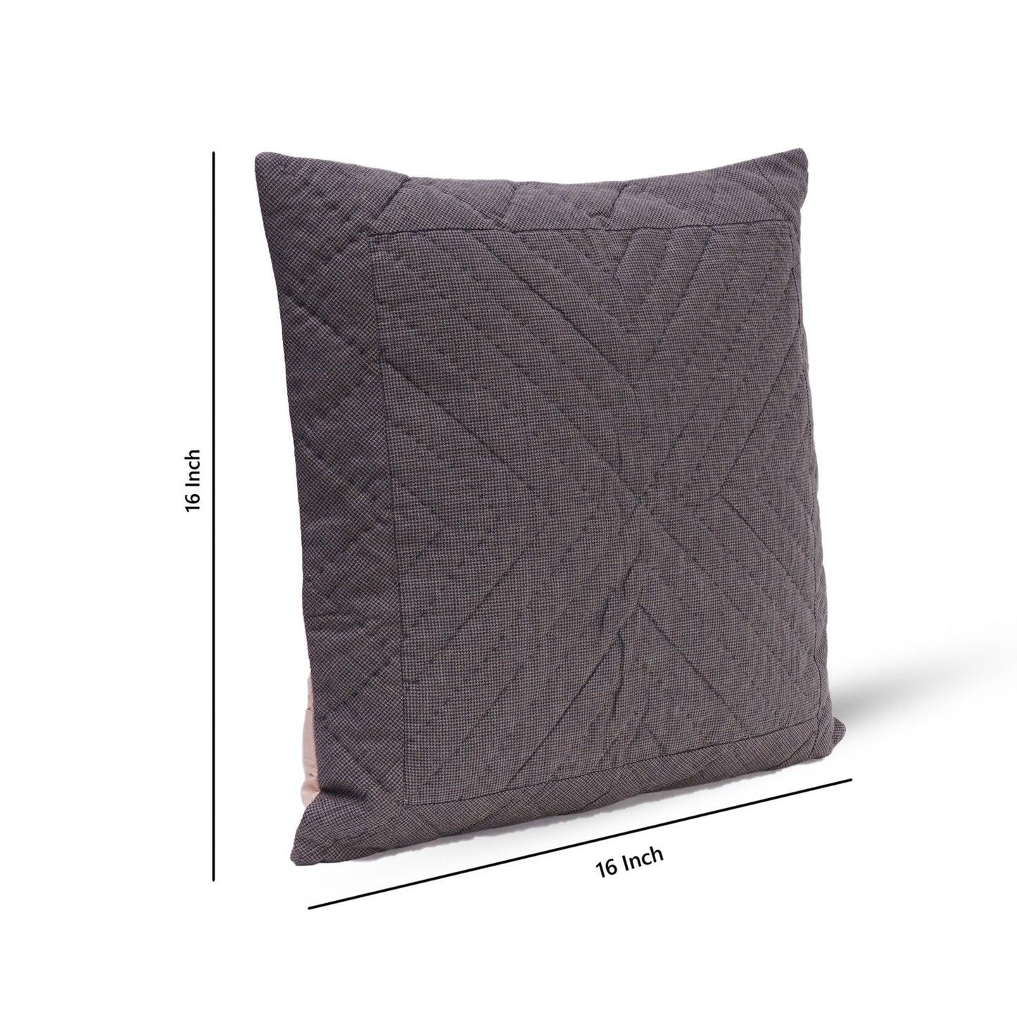Quilted patchwork pillow cover, cushion cover, decorative throw pillow, farm mix slate micro check by HOME HEART Brands(made in India)