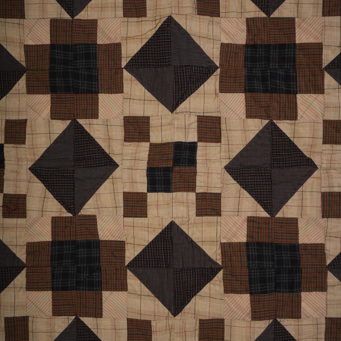 Hand made calico plaid country North Star 44"x44" Cotton Hand Quilted patchwork Wall hanging & Toppers, baby quilt by HOME HEART Brands