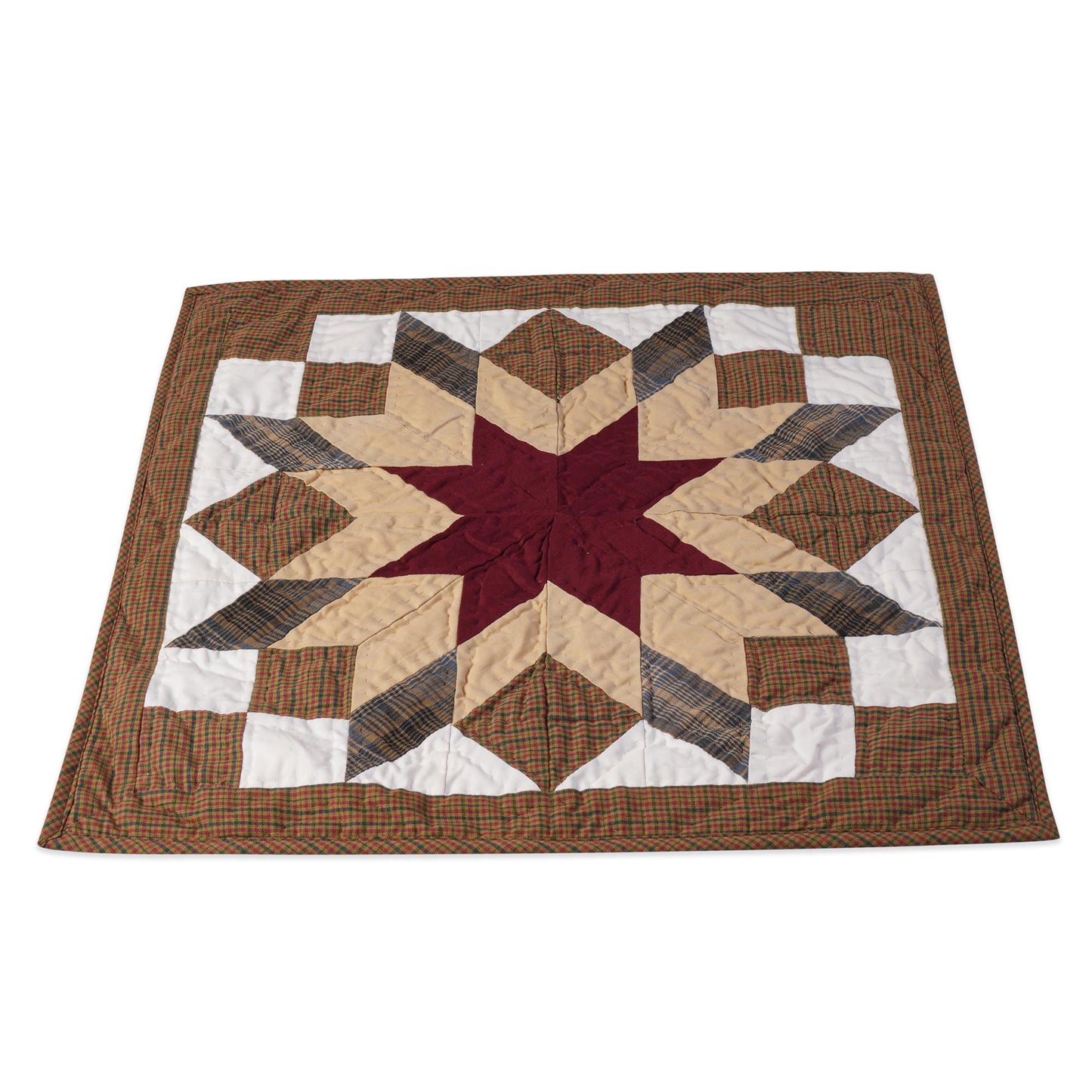 Hand made Hand quilted Throw Quilt, Table Topper 20"x20" Broken star quilt by Home Heart brands (Made in India)