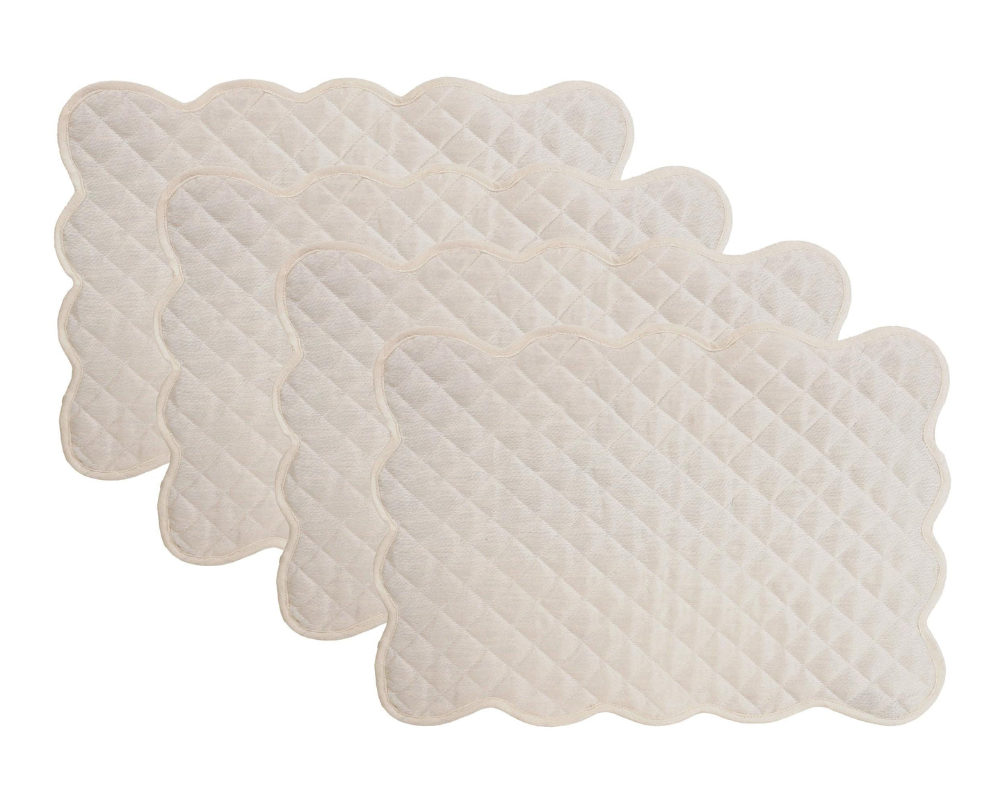 Dupioni Silk offwhite reversible Quilted Table runner, Trivet, placemat  & Table toppers design by HOME HEART Brands