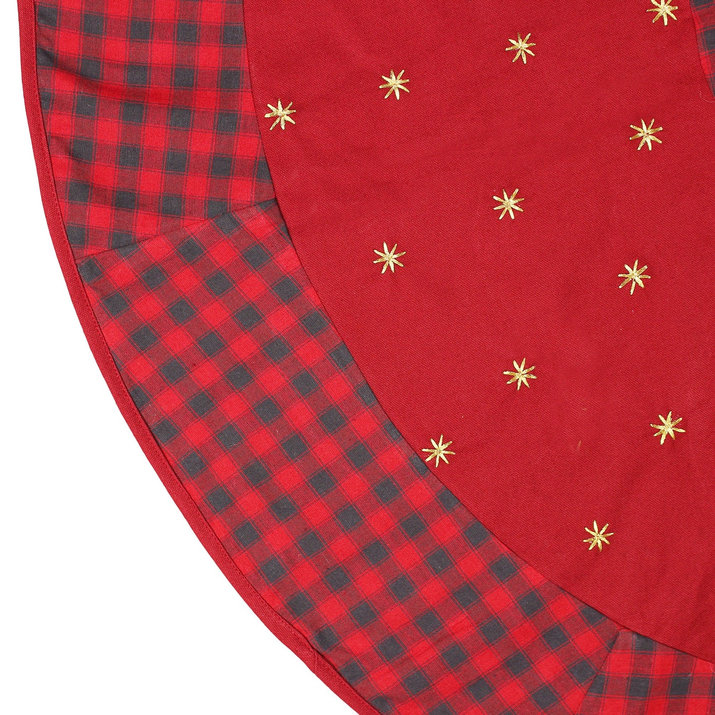 Christmas tree skirt Cotton Sturdy red Duck Fabric & golden Embroidered style by HOME HEART Brands