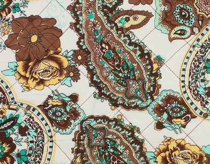 Quilted Table Runner & Toppers green gold paisley by HOME HEART Brands (made in INDIA)