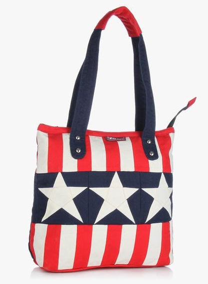 Hand bag American Star duck cotton heavy fabric Tote Bag  Shopping Bag, USA flag Patterned Shopping Bag in two style by HOME HEART Brands