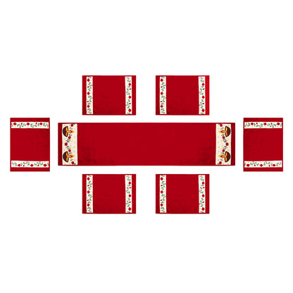 Cotton placemat & Toppers Premium tapestry cotton fabric red applique floral embroidered by Home Heart Brands(Made in India)