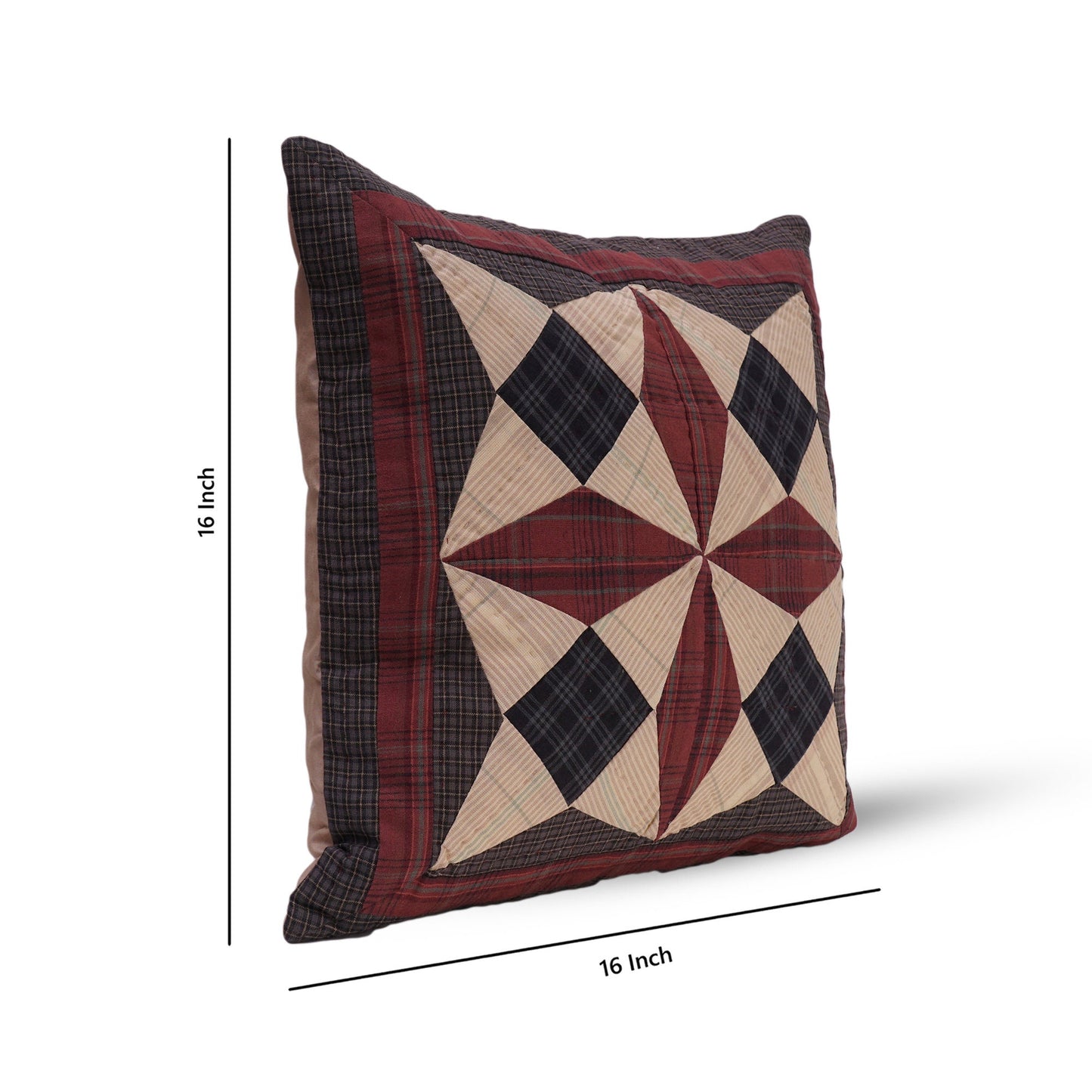 Pillow cover 16"x16" inch hand quilted cushion cover,decorative throw pillow cover country spinning wheel HOME HEART Brands(made in India)
